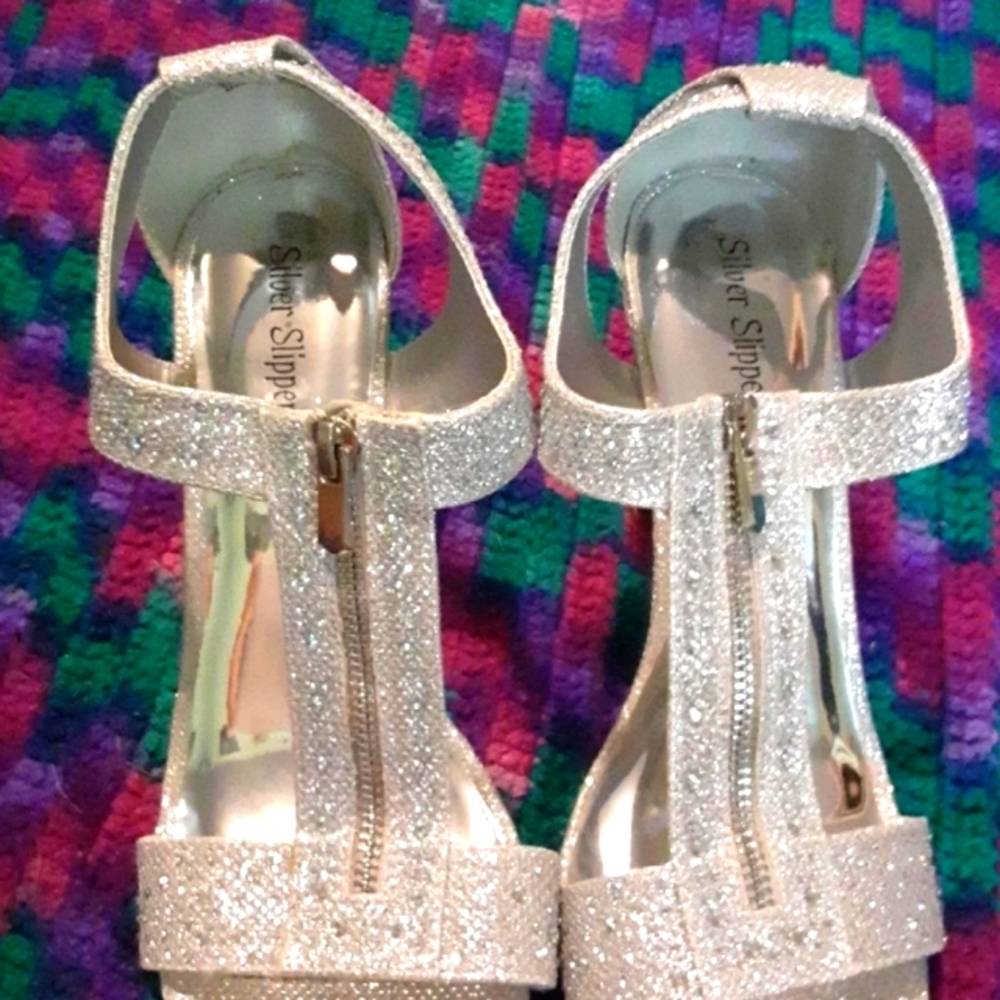 Silver Glitter heels
